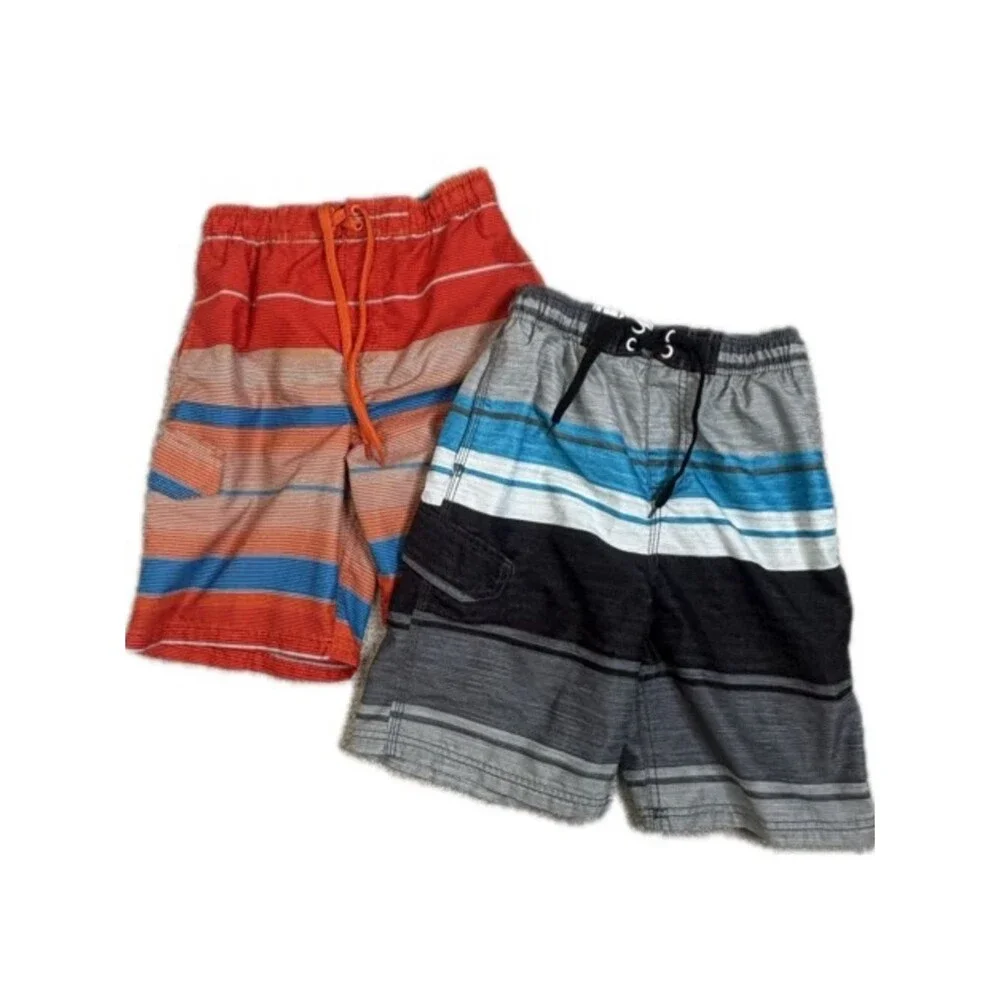 Kavu Kids Swim Trunks Bundle Boys Size M 10/12 Striped Mesh Lined Lot Red Blue